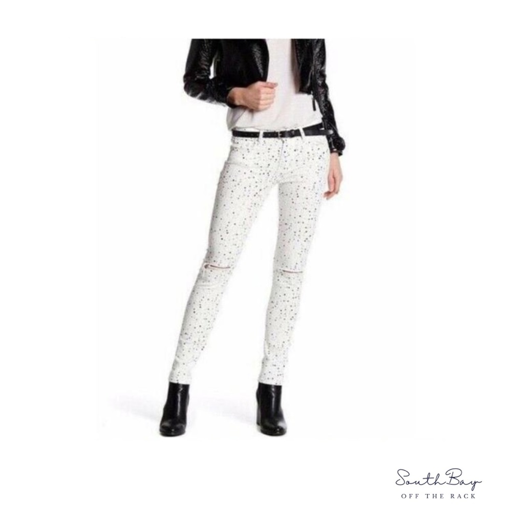 IRO White Frayed Pocketed Skinny Jeans Size: 25